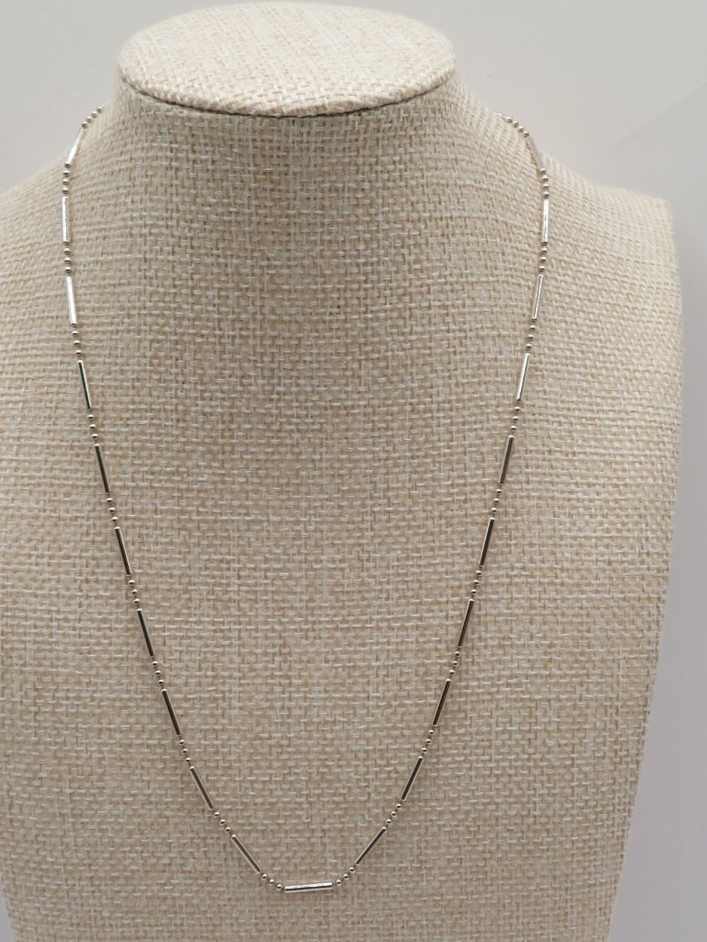 925 Sterling Silver Vintage Bead and Bar Chain Necklace
